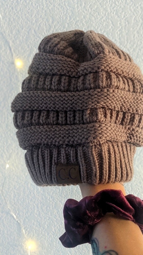 C.C Beige slouch beanie